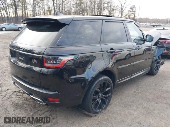 2021 Land Rover Range Rover Sport SVR with VIN SALWZ2RE2MA762507, listed as a IAAI auction lot 41597473 with 67,851 mi miles and . Bid and sale history available at DreamBid. Image 4.