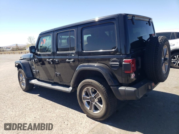 2020 Jeep Wrangler Unlimited Sahara with VIN 1C4HJXEGXLW209908, listed as a Copart auction lot 49409625 with 73,352 mi miles and Salvage title. Bid and sale history available at DreamBid. Image 2.