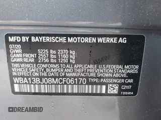2021 BMW 5 Series 530i xDrive with VIN WBA13BJ08MCF06170, listed as a IAAI auction lot 42227277 with 21,985 mi miles and . Bid and sale history available at DreamBid. Image 9.