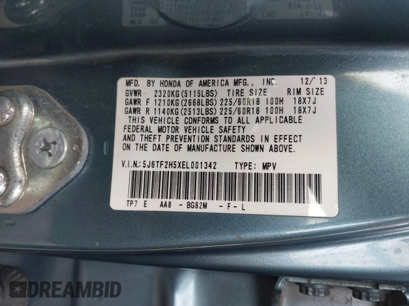 2014 Honda Crosstour EX-L с VIN 5J6TF2H5XEL001342, выставлен на аукционе IAAI как лот 41603425 с пробегом 157 347 миль миль и . История ставок и продаж доступна на DreamBid. Изображение 9.