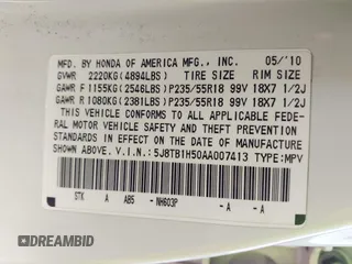 2010 Acura RDX Technology с VIN 5J8TB1H50AA007413, выставлен на аукционе IAAI как лот 41763140 с пробегом 137 891 миль миль и . История ставок и продаж доступна на DreamBid. Изображение 9.