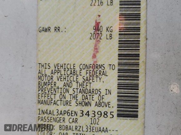 2014 Nissan Altima 2.5 S with VIN 1N4AL3AP6EN343985, listed as a Copart auction lot 47606945 with 123,702 mi miles and Salvage Title. Bid and sale history available at carsss.com. Image 12.