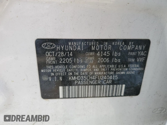 2015 Hyundai Elantra GT with VIN KMHD35LH4FU240415, listed as a Copart auction lot 54385994 with 0 mi miles and Clean Title. Bid and sale history available at carsss.com. Image 12.