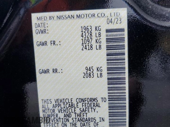 2023 Nissan Altima 2.5 SV with VIN 1N4BL4DVXPN390413, listed as a Copart auction lot 54523615 with 32,123 mi miles and Clean Title. Bid and sale history available at carsss.com. Image 13.