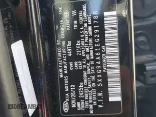 2014 Kia Optima SXL Turbo with VIN 5XXGR4A61EG291788, listed as a Copart auction lot 57688525 with 166,836 mi miles and Salvage title. Bid and sale history available at DreamBid. Image 13.
