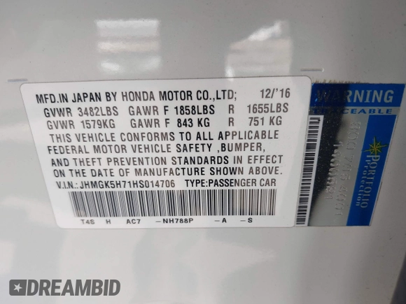 2017 Honda Fit EX с VIN JHMGK5H71HS014706, выставлен на аукционе IAAI как лот 42294116 с пробегом 30 725 миль миль и . История ставок и продаж доступна на DreamBid. Изображение 9.