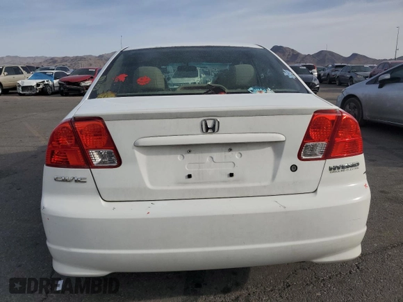2005 Honda Civic with VIN JHMES96625S012449, listed as a Copart auction lot 51875435 with 166,452 mi miles and Salvage Title. Bid and sale history available at DreamBid. Image 6.