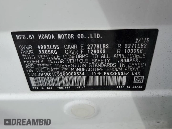 2016 Acura RLX Technology z VIN JH4KC1F52GC000534, wystawiony jako Copart lot #55469615 z przebiegiem 98 005 mil mil oraz Szkoda całkowita • Salvage title. Historia ofert i sprzedaży dostępna na DreamBid. Obrazek 13.