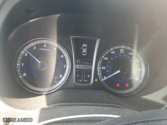 2012 Hyundai Azera with VIN KMHFG4JG2CA169990, listed as a Copart auction lot 72522634 with 174,356 mi miles and Salvage Title. Bid and sale history available at carsss.com. Image 9.
