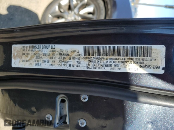 2014 Dodge Durango R/T with VIN 1C4SDJCTXEC306881, listed as a Copart auction lot 53499755 with 108,843 mi miles and Salvage title. Bid and sale history available at DreamBid. Image 14.
