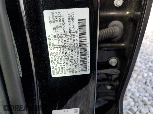 2024 Honda Pilot EX-L 7 Passenger with VIN 5FNYG2H5XRB003707, listed as a Copart auction lot 68945404 with 7,484 mi miles and Salvage Title. Bid and sale history available at carsss.com. Image 14.