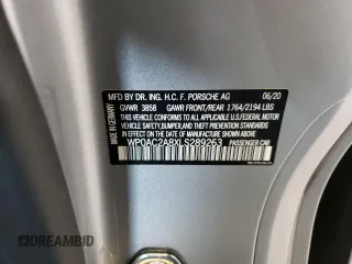 2020 Porsche 718 Cayman GT4 z VIN WP0AC2A8XLS289263, wystawiony jako Copart lot #50554252 z przebiegiem Nie podano mil oraz . Historia ofert i sprzedaży dostępna na DreamBid. Obrazek 10.