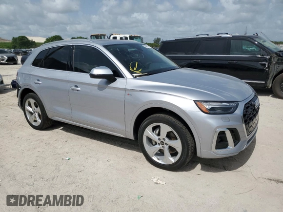 2023 Audi Q5 S line Prestige with VIN WA1FAAFY7P2061803, listed as a Copart auction lot 59907565 with 14,614 mi miles and Salvage title. Bid and sale history available at DreamBid. Image 4.