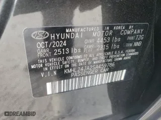 2025 Hyundai Sonata SE with VIN KMHL24JA2SA459786, listed as a Copart auction lot 48372025 with 2,656 mi miles and Salvage Title. Bid and sale history available at carsss.com. Image 15.