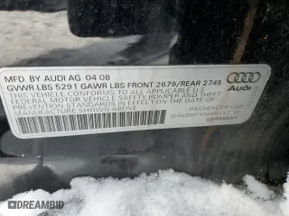 2008 Audi A6 with VIN WAUDH74F68N132290, listed as a Copart auction lot 45107065 with 0 mi miles and Salvage Title. Bid and sale history available at carsss.com. Image 12.
