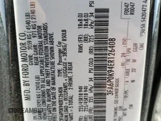 2014 Ford Fusion Titanium with VIN 3FA6P0K94ER126408, listed as a Copart auction lot 45920295 with 173,635 mi miles and Salvage Title. Bid and sale history available at carsss.com. Image 12.