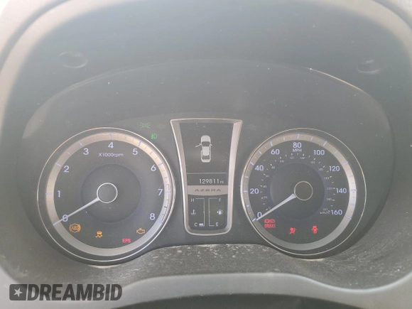 2013 Hyundai Azera with VIN KMHFG4JGXDA227359, listed as a Copart auction lot 52868574 with 129,811 mi miles and Salvage Title. Bid and sale history available at DreamBid. Image 9.