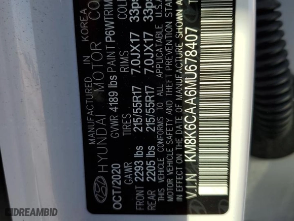 2021 Hyundai Kona SEL Plus with VIN KM8K6CAA6MU678407, listed as a Copart auction lot 48410805 with 58,634 mi miles and Salvage Title. Bid and sale history available at carsss.com. Image 14.