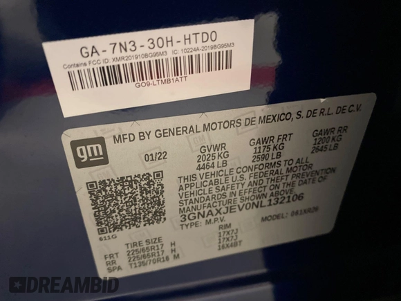 2022 Chevrolet Equinox LT z VIN 3GNAXJEV0NL132106, wystawiony jako IAAI lot #42387293 z przebiegiem 67 764 mil mil oraz . Historia ofert i sprzedaży dostępna na DreamBid. Obrazek 13.