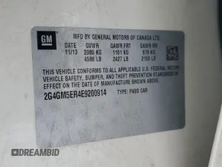 2014 Buick Regal Premium I с VIN 2G4GM5ER4E9200914, выставлен на аукционе Copart как лот 42866985 с пробегом Не указан миль и Чистый • Clean title. История ставок и продаж доступна на DreamBid. Изображение 13.