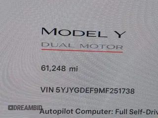 2021 Tesla Model Y Performance with VIN 5YJYGDEF9MF251738, listed as a IAAI auction lot 41708950 with 61,248 mi miles and . Bid and sale history available at DreamBid. Image 16.