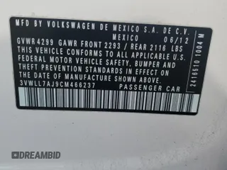2012 Volkswagen Jetta TDI с VIN 3VWLL7AJ9CM466237, выставлен на аукционе Copart как лот 55910985 с пробегом 129 713 миль миль и Списание • Salvage title. История ставок и продаж доступна на DreamBid. Изображение 12.