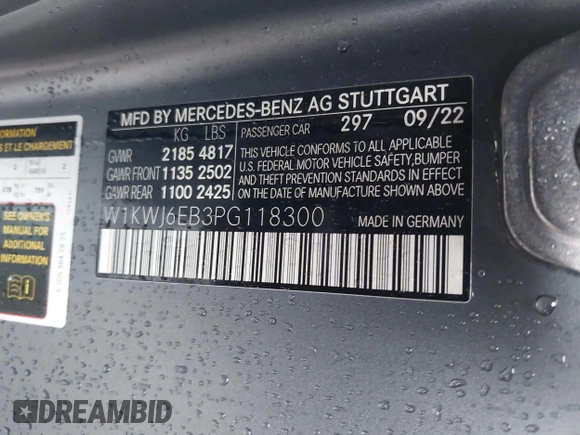 2023 Mercedes-Benz C 43 AMG with VIN W1KWJ6EB3PG118300, listed as a IAAI auction lot 42231738 with 43,304 mi miles and . Bid and sale history available at DreamBid. Image 9.