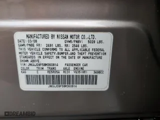 2008 Infiniti EX35 Journey with VIN JNKAJ09F58M360814, listed as a Copart auction lot 51712045 with 87,619 mi miles and Clean Title. Bid and sale history available at carsss.com. Image 12.