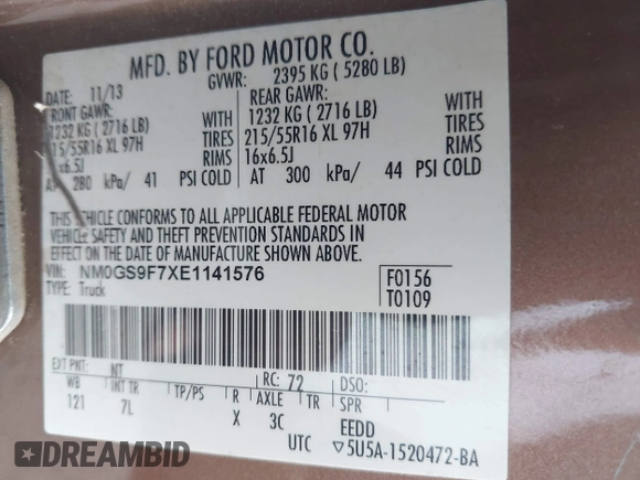 2014 Ford Transit Connect XLT with VIN NM0GS9F7XE1141576, listed as a IAAI auction lot 42458602 with 196,654 mi miles and . Bid and sale history available at DreamBid. Image 9.
