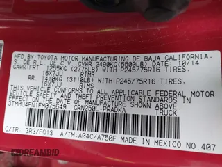 2015 Toyota Tacoma with VIN 3TMMU4FN1FM075649, listed as a IAAI auction lot 40813472 with 179,226 mi miles and . Bid and sale history available at DreamBid. Image 9.