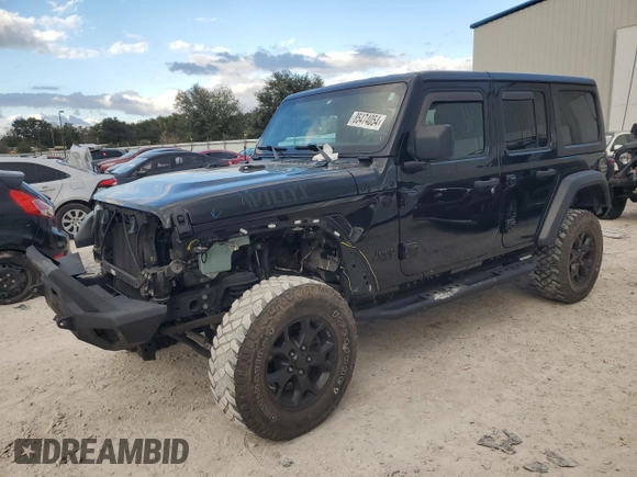 2020 Jeep Wrangler Unlimited Willys with VIN 1C4HJXDG7LW234492, listed as a Copart auction lot 85474054 with 90,897 mi miles and Non repairable. Bid and sale history available at DreamBid. Image 1.