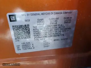 2019 Chevrolet Equinox LS with VIN 2GNAXHEV8K6108774, listed as a Copart auction lot 46528695 with 76,128 mi miles and Salvage Title. Bid and sale history available at carsss.com. Image 15.
