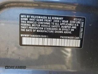 2013 Volkswagen CC Sport with VIN WVWBP7ANXDE525051, listed as a Copart auction lot 70659744 with 293,611 mi miles and Salvage Title. Bid and sale history available at DreamBid. Image 14.