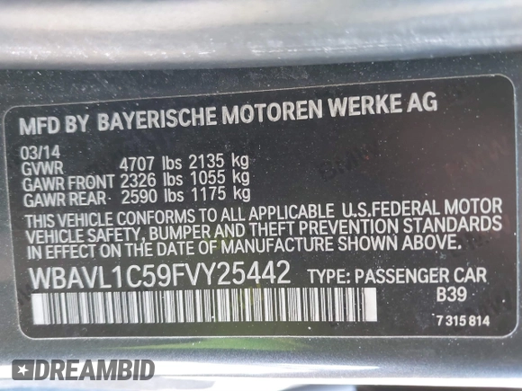 2015 BMW X1 xDrive28i with VIN WBAVL1C59FVY25442, listed as a IAAI auction lot 41854794 with 98,432 mi miles. Bid and sale history available at carsss.com. Image 9.