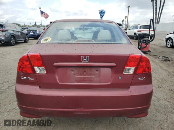 2004 Honda Civic EX with VIN 2HGES26724H639371, listed as a Copart auction lot 54617245 with 88,745 mi miles and Clean Title. Bid and sale history available at DreamBid. Image 6.
