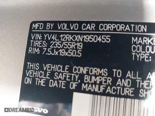 2022 Volvo XC60 Momentum with VIN YV4L12RKXN1950455, listed as a IAAI auction lot 41745195 with 36,651 mi miles. Bid and sale history available at carsss.com. Image 9.
