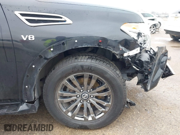 2019 Nissan Armada Platinum with VIN JN8AY2NEXK9756080, listed as a IAAI auction lot 41565485 with 58,521 mi miles. Bid and sale history available at carsss.com. Image 6.