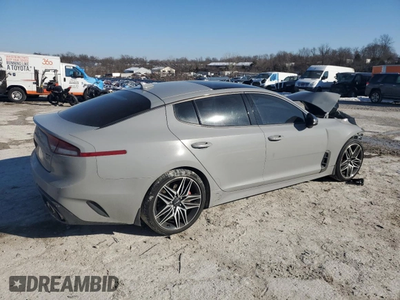 2022 Kia Stinger GT1 with VIN KNAE45LC7N6119730, listed as a Copart auction lot 43046365 with 44,285 mi miles and Salvage Title. Bid and sale history available at DreamBid. Image 3.