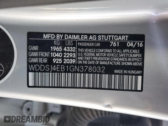 2016 Mercedes-Benz CLA 250 with VIN WDDSJ4EB1GN378032, listed as a Copart auction lot 44735965 with 99,949 mi miles and Salvage Title. Bid and sale history available at DreamBid. Image 14.