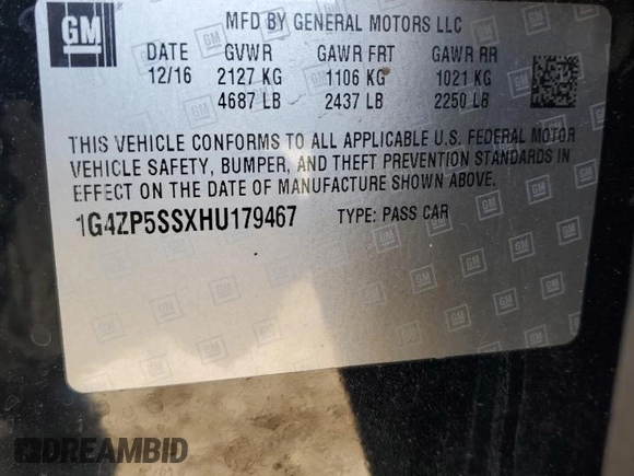 2017 Buick LaCrosse Essence with VIN 1G4ZP5SSXHU179467, listed as a Copart auction lot 50200475 with 91,654 mi miles and Salvage Title. Bid and sale history available at carsss.com. Image 12.