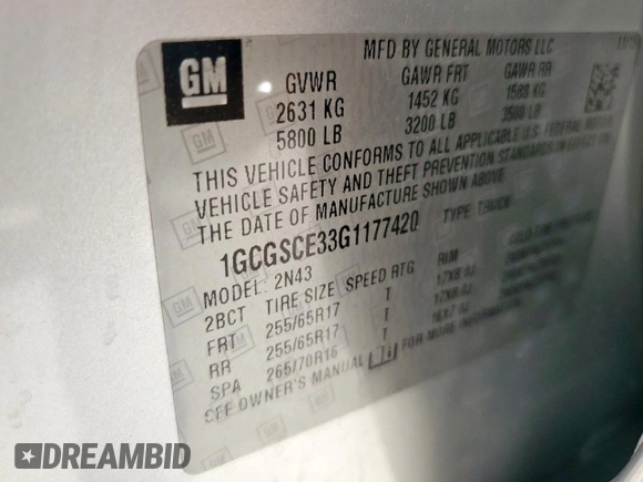 2016 Chevrolet Colorado 2WD LT with VIN 1GCGSCE33G1177420, listed as a Copart auction lot 48157375 with 183,157 mi miles and Salvage title. Bid and sale history available at DreamBid. Image 12.