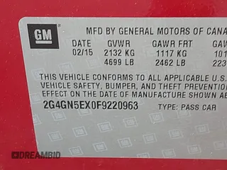 2015 Buick Regal Premium I with VIN 2G4GN5EX0F9220963, listed as a IAAI auction lot 42357429 with 74,668 mi miles and . Bid and sale history available at DreamBid. Image 9.