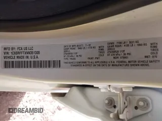 2022 Ram 1500 Big Horn with VIN 1C6SRFFTXNN351308, listed as a IAAI auction lot 41424332 with 271,908 mi miles and . Bid and sale history available at DreamBid. Image 9.