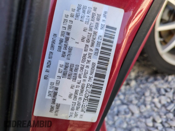2004 Mazda RX-8 with VIN JM1FE173040121702, listed as a Copart auction lot 87037064 with 51,964 mi miles and Salvage Title. Bid and sale history available at carsss.com. Image 12.