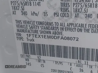 2013 Ford F-150 XL with VIN 1FTEX1EM0DFA08072, listed as a IAAI auction lot 41201636 with 105,745 mi miles and . Bid and sale history available at DreamBid. Image 9.