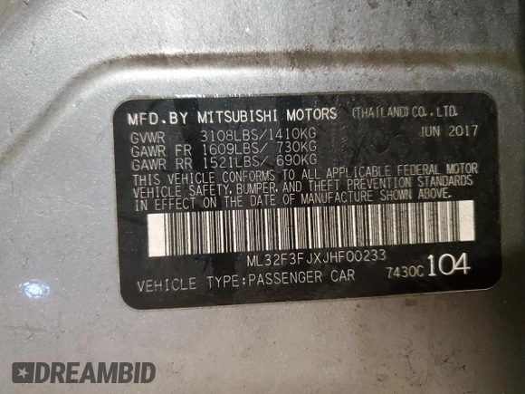 2018 Mitsubishi Mirage G4 ES with VIN ML32F3FJXJHF00233, listed as a Copart auction lot 43978295 with 128,847 mi miles and Non Repairable. Bid and sale history available at carsss.com. Image 12.