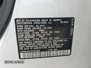 2019 Volkswagen Atlas SE with VIN 1V2WR2CA1KC603605, listed as a Copart auction lot 54623385 with 72,366 mi miles and Salvage title. Bid and sale history available at DreamBid. Image 12.