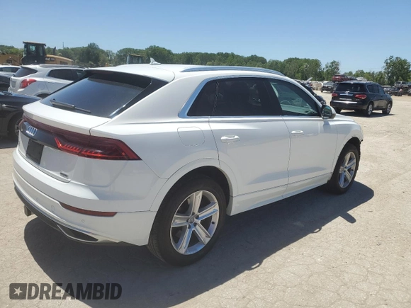 2019 Audi Q8 Premium with VIN WA1AVAF11KD010330, listed as a Copart auction lot 57493724 with 112,971 mi miles and Salvage title. Bid and sale history available at DreamBid. Image 3.