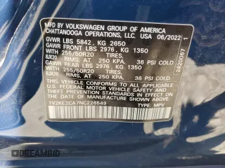 2022 Volkswagen Atlas SE z VIN 1V2KE2CA7NC226549, wystawiony jako Copart lot #49556985 z przebiegiem 49 598 mil mil oraz Szkoda całkowita • Salvage title. Historia ofert i sprzedaży dostępna na DreamBid. Obrazek 15.