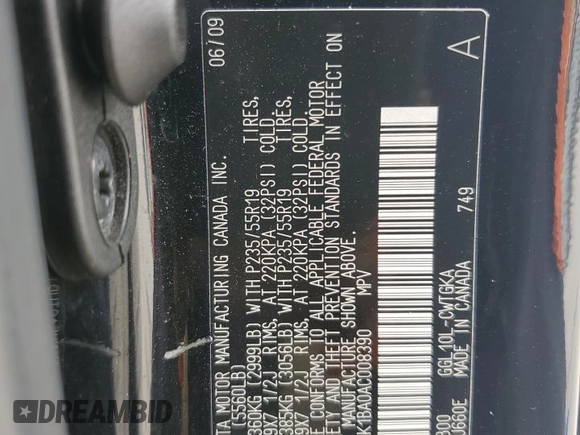 2010 Lexus RX 350 z VIN 2T2ZK1BA0AC008390, wystawiony jako Copart lot #57421995 z przebiegiem 115 873 mil mil oraz Czysty tytuł • Clean title. Historia ofert i sprzedaży dostępna na DreamBid. Obrazek 12.